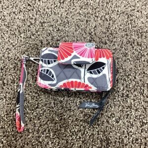 Vera Bradley Red and Gray Floral Wristlet